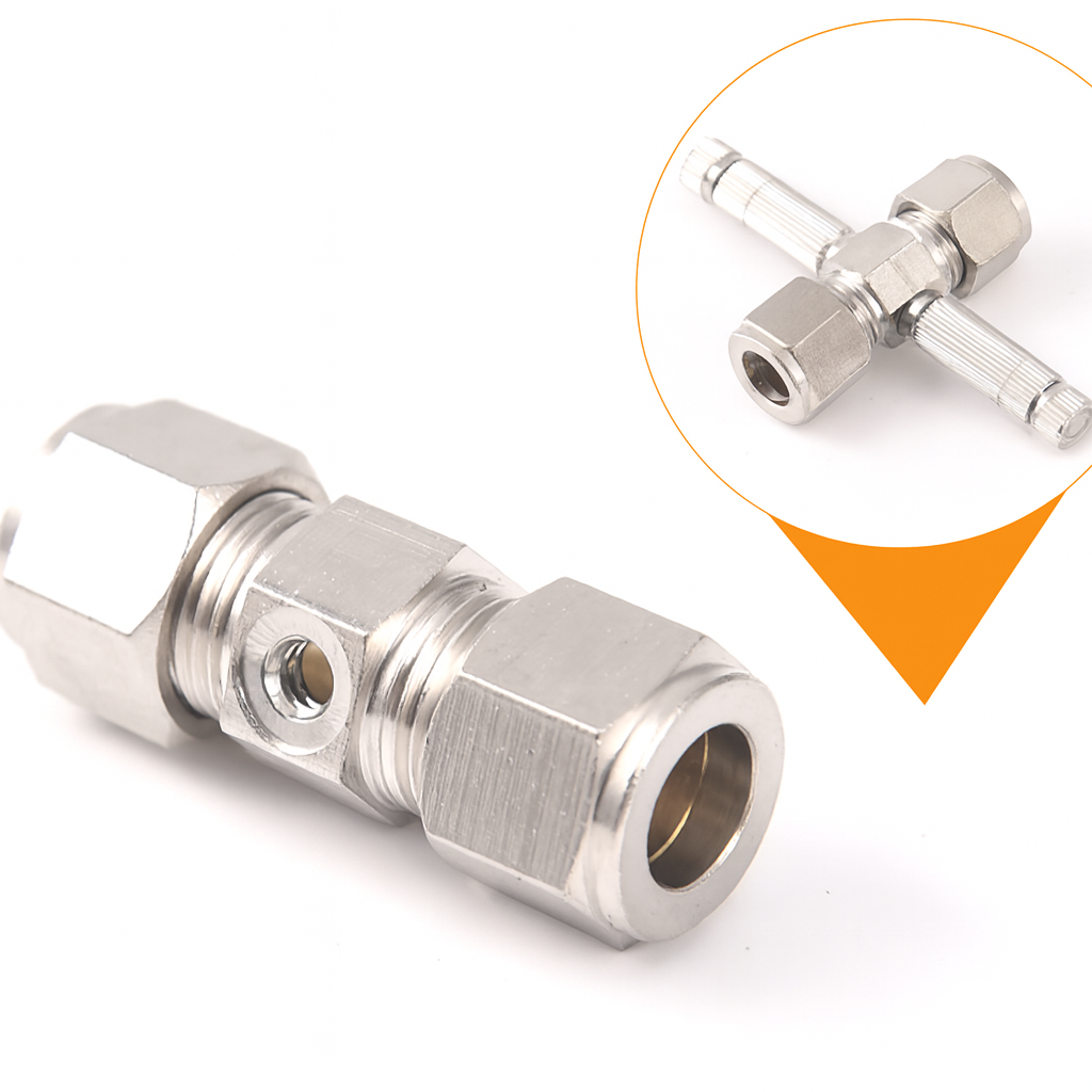 ข้อต่อขันน็อตแรงดันสูง 4 ทาง เกลียวใน 3/16 นิ้ว สำเนา