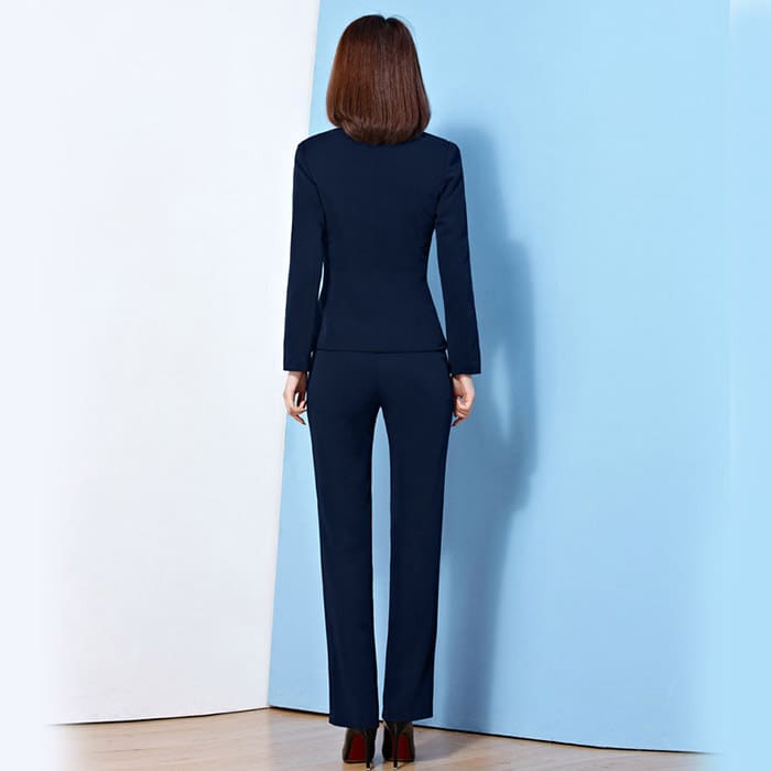 ชุดสูทผู้หญิง สีกรม ผ้าฮานาโกะ สูท+กางเกง Size L **มีของแถม**