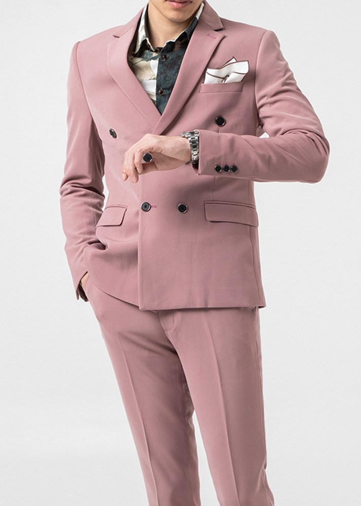 สูทพรีเมี่ยม รุ่น6กระดุม สีชมพูกะปิ พร้อมส่ง L
