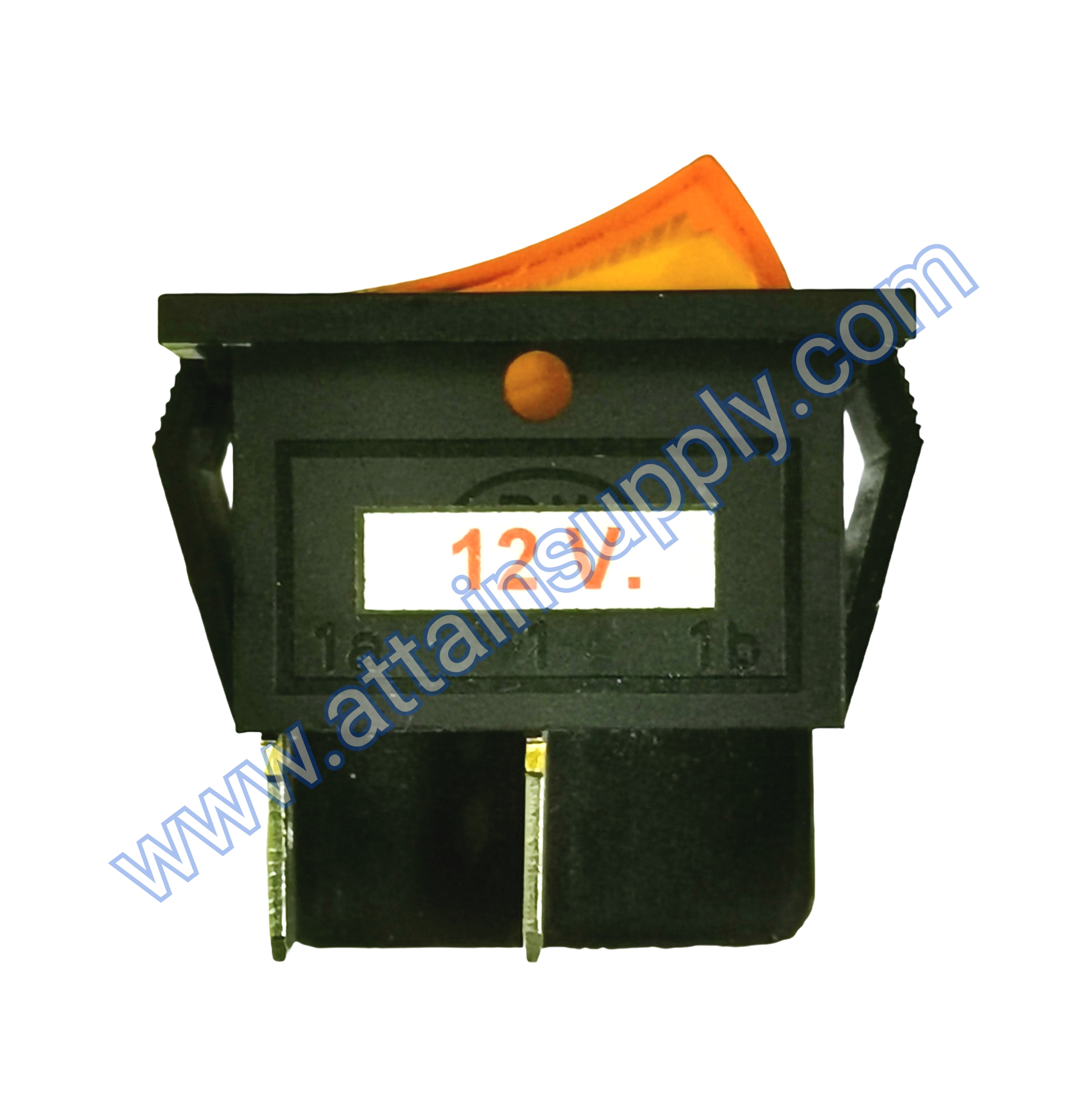 สวิทช์ IO เหลี่ยมใหญ่ 12V./4ขา มีไฟ-สีเหลือง