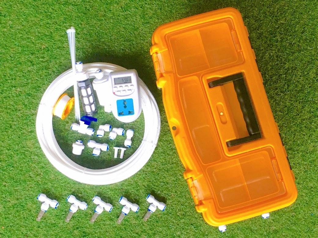 ชุดเครื่องพ่นหมอกโรงเพาะเห็ด รดน้ำต้นไม้ ร้านอาหาร 5 หัวพ่นหมอก + สายพ่นหมอก 15 เมตร ( ติดตั้งเองได้ง่ายๆ ) SMITH SET 18