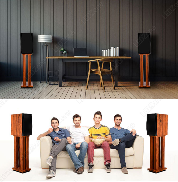 LZ-5 ขาตั้งลำโพงเกรดพรีเมี่ยม ความสูง 60 cm ไม้ MDF รุ่นเสาตัน ลายไม้ Rosewood แข็งแรงมาก แน่น หนัก แถมอุปกรณ์ยึดสายลำโพงหลังเสา + spike ครบชุด