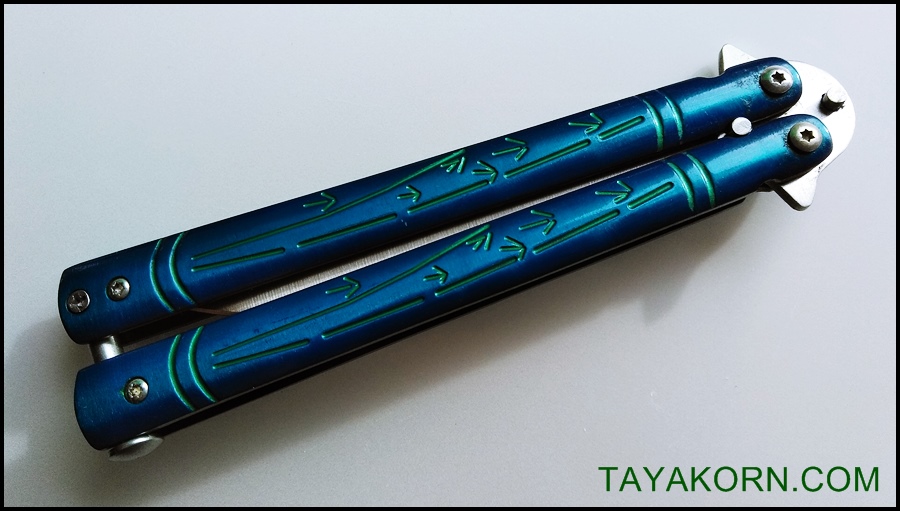 มีดบาลีซอง ใบไผ่น้ำเงิน Blue Bamboo Balisong TKBS-BT2