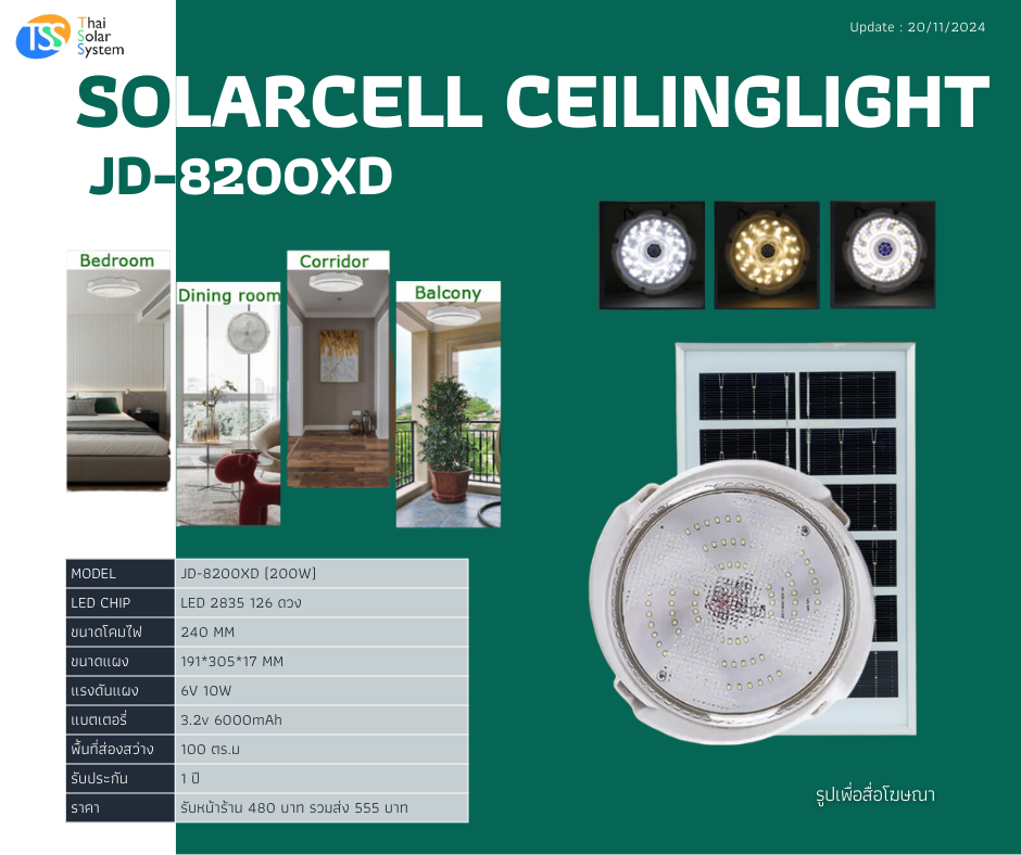 โคมไฟเพดาน JD-8200XD ขนาด 200w (ประกัน 1 ปี)