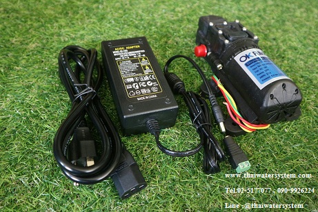ปั๊มน้ำ DC12V OK-01 6 บาร์ + อะแดปเตอร์ 12V 3.2A YU1203 + แจ็ค DC เมีย