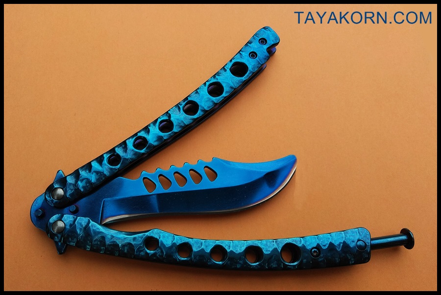 มีดซ้อมควง ซีเอสโก บาลิซอง ZS GO BLUE Balisong Trainer Knife TKBS-ZS6TR