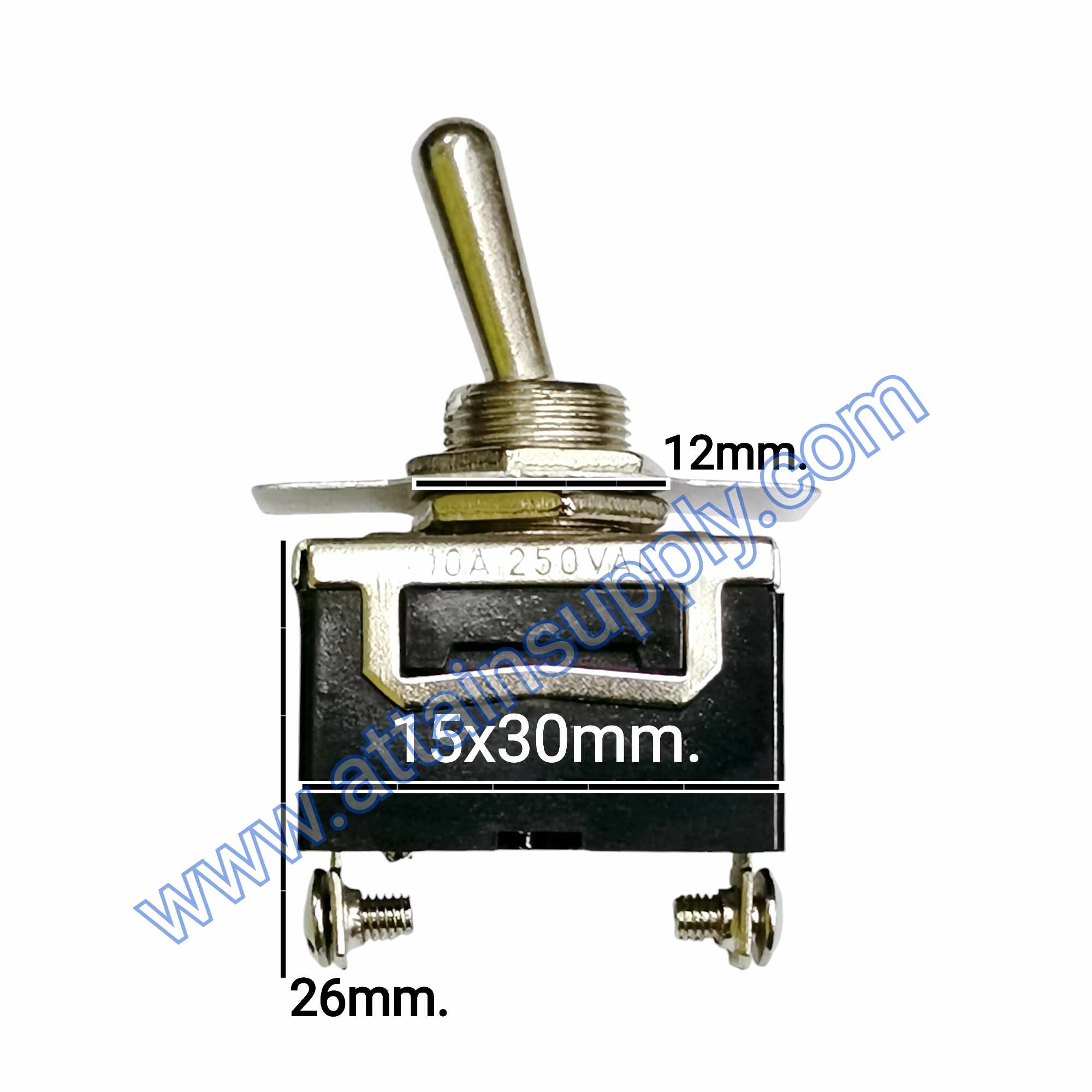 สวิทช์โยก ON-OFF 2ขา-แบบขันน็อต/สีดำ