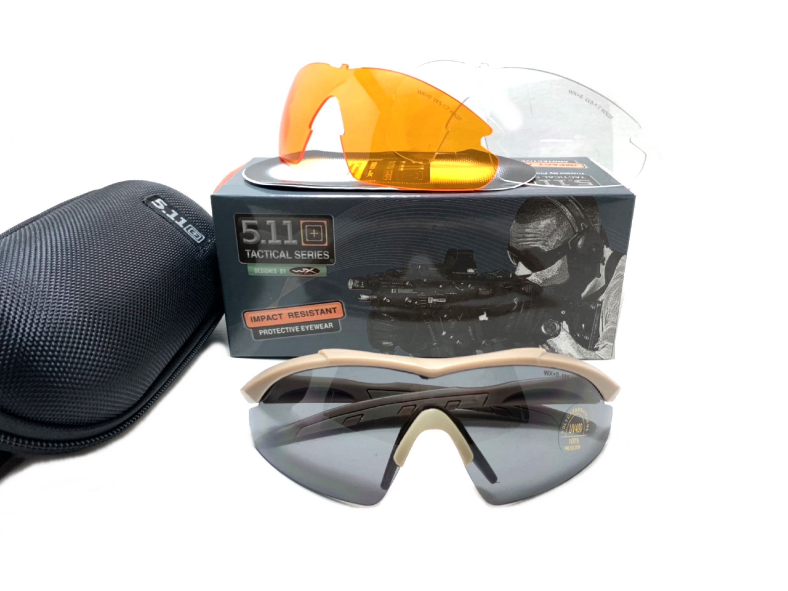 แว่นตาทหาร 5.11 AILERON SHIELD EYEWEAR x 3 LENSES <เบจ>