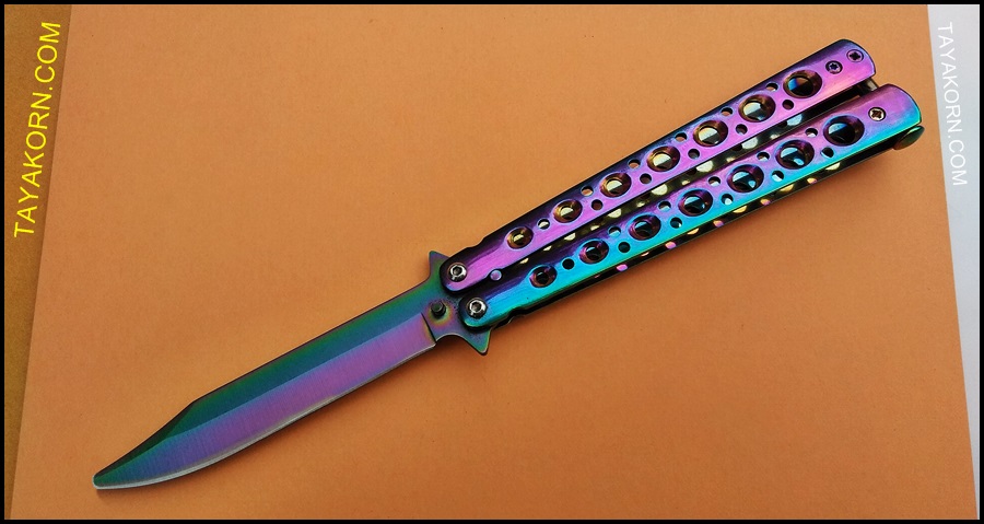 มีดซ้อมควง บาลิซองเรนโบว์ไฟร์ Balisong Rainbow5 Trainer Knife TKBS-BT3TR