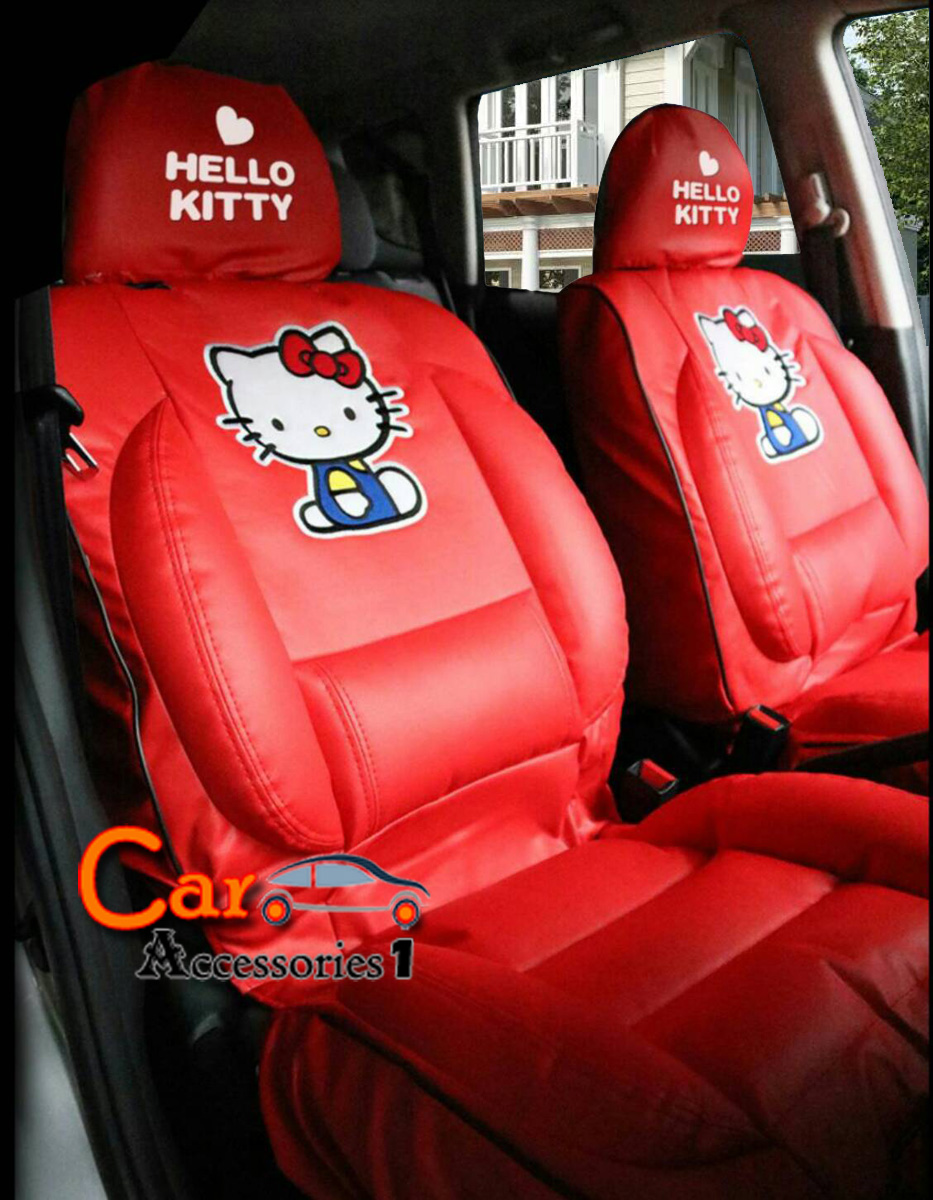 หุ้มเบาะหนังพร้อมหัวเบาะคิตตี้ Hello Kitty Premium ลิขสิทธิ์แท้ (ราคาต่อคู่/ซ้าย-ขวา) New arrival!