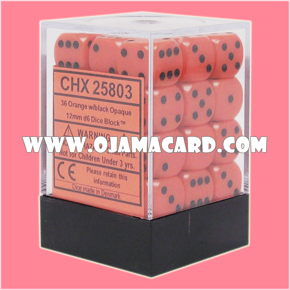 Chessex 12MM D6 Dice Block — Opaque : Orange / Black「1 Dice」