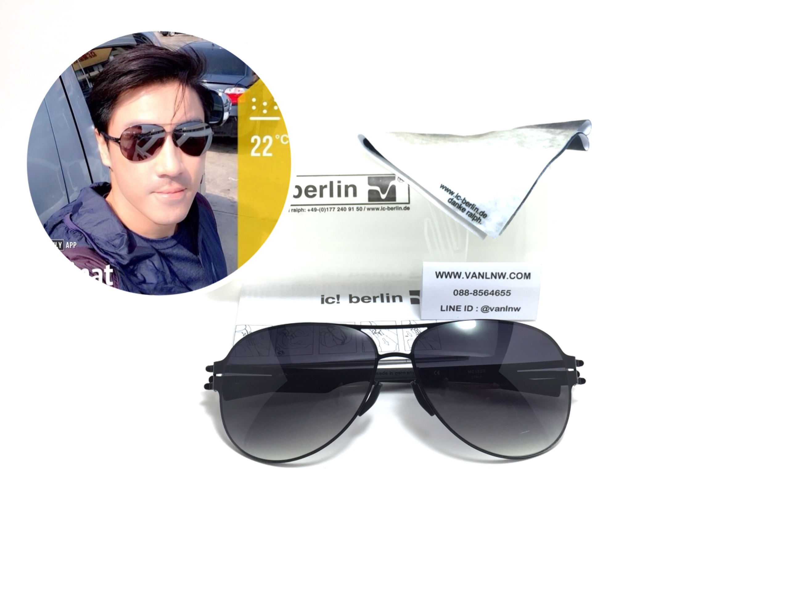 แว่นกันแดด ic berlin model M0132S Black 61-14 <ดำด้าน>