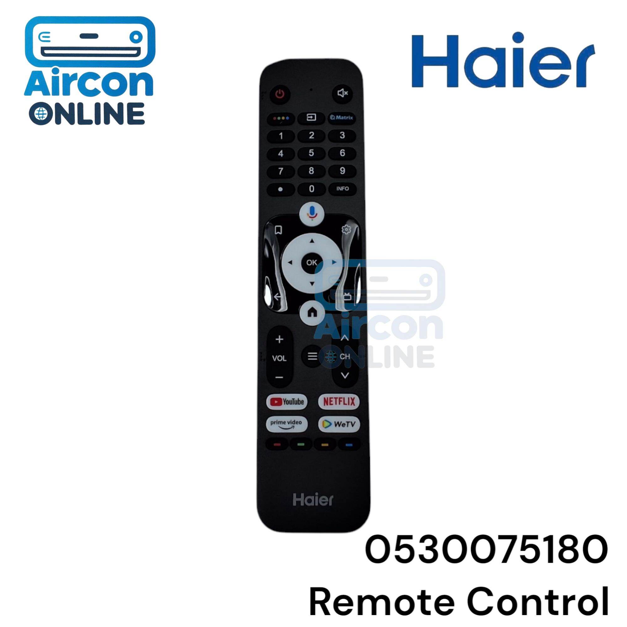 รีโมท TV HAIER รหัส 0530075180 (U31W) รุ่น. H50K66UG และรุ่นอื่นๆตามรายละเอียด