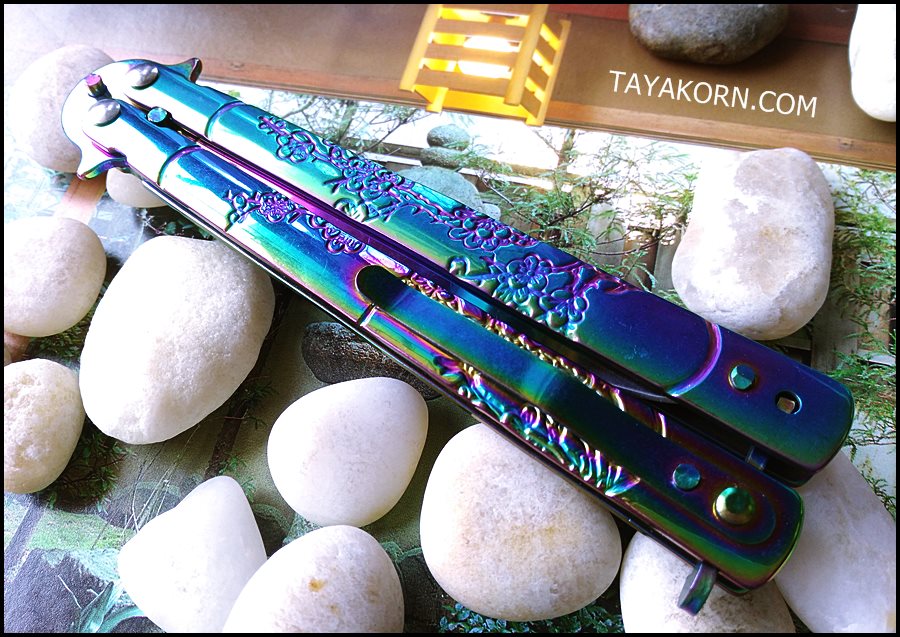 มีดควง เรนโบว์ซากุระบาลิซอง Rainbow Sakura Balisong Knife TKBS-SK55