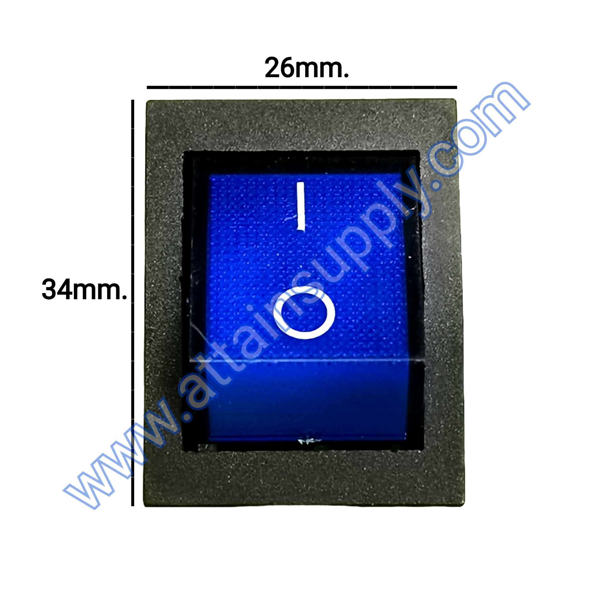 สวิทช์ IO เหลี่ยมใหญ่ 220V./4ขา มีไฟ-สีน้ำเงิน (แบบหนา)