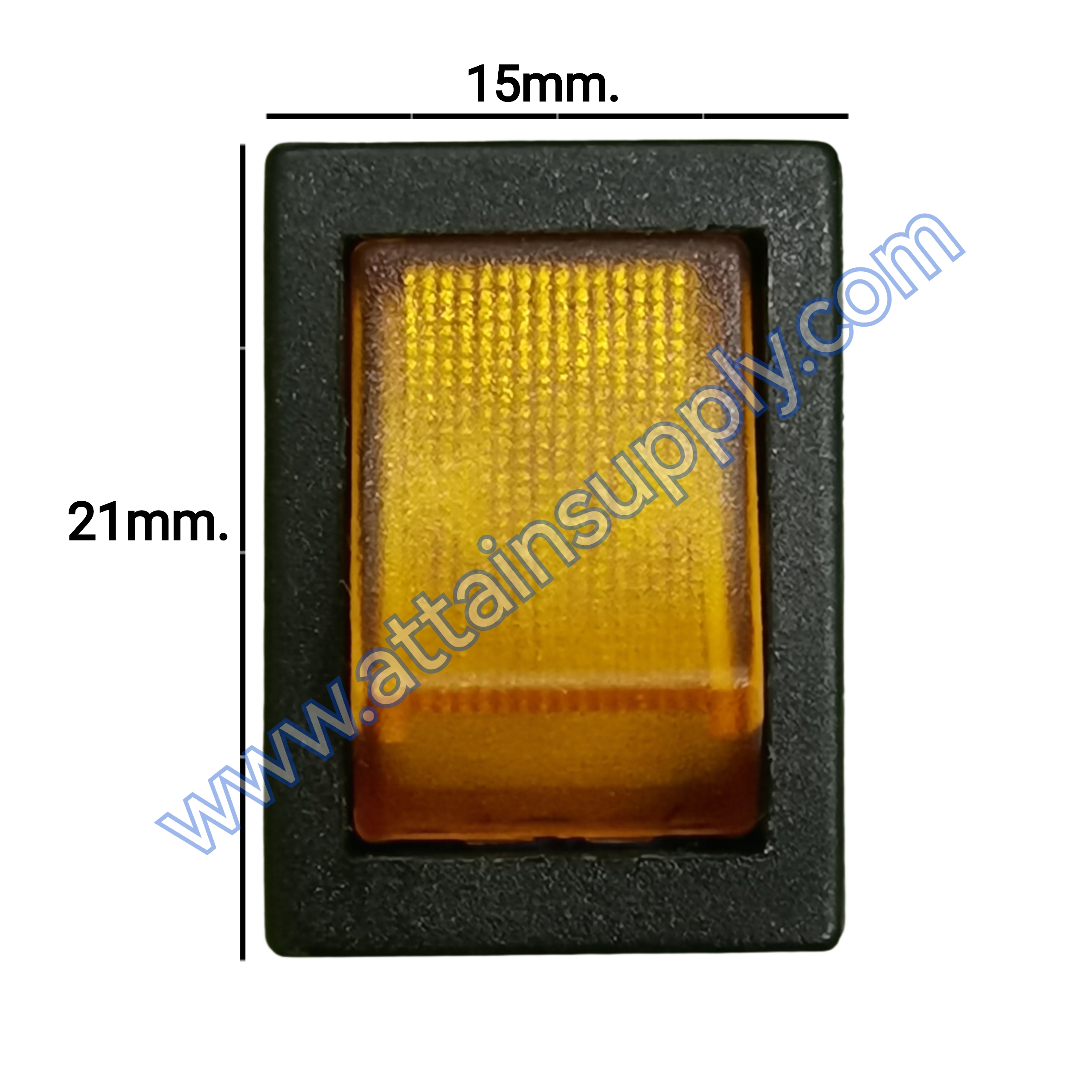 สวิทช์กระดกไฟเต็ม เหลี่ยมเล็ก 12V./4ขา มีไฟ-สีเหลือง