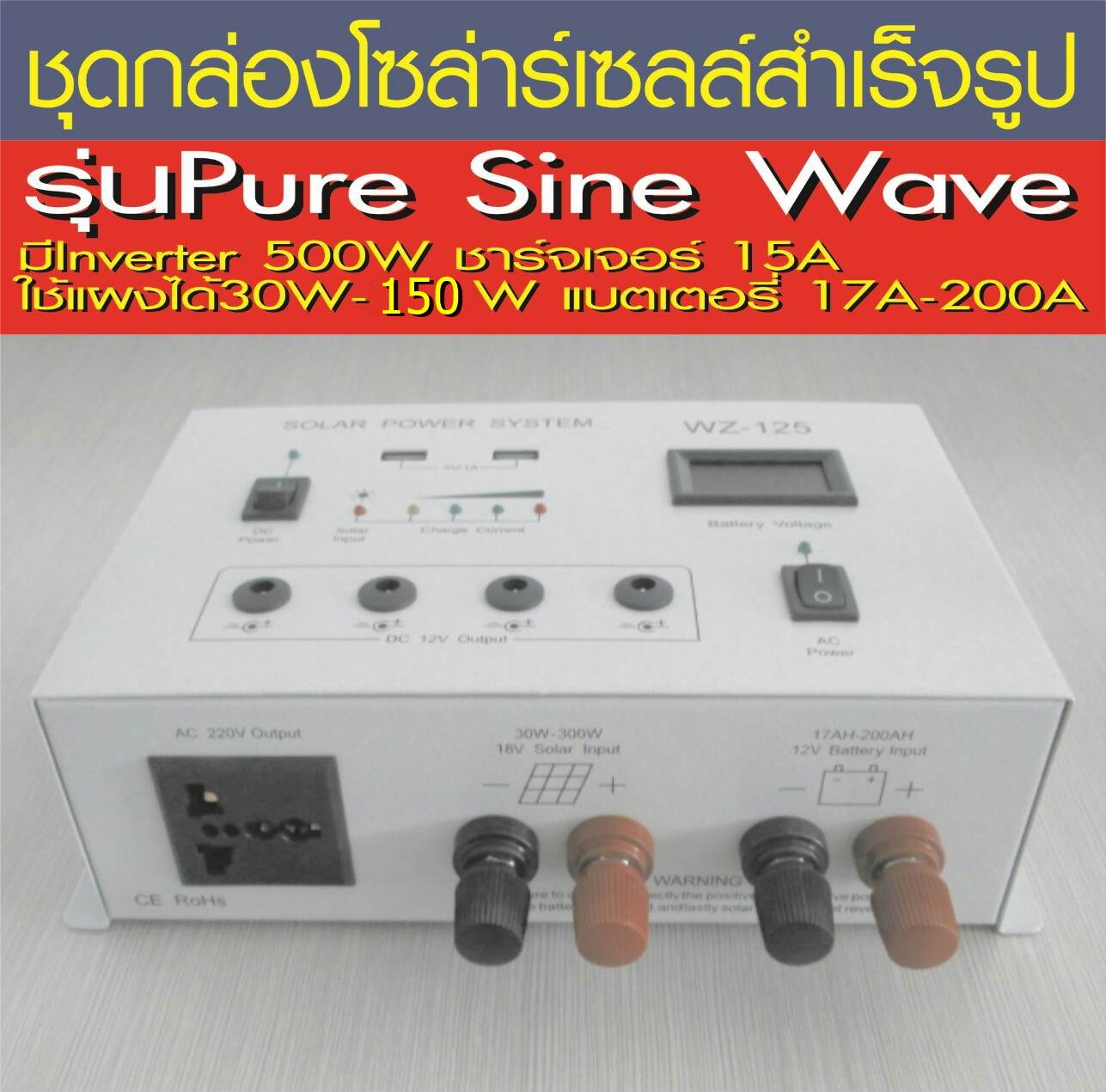 อินเวอร์เตอร์ ชนิด Pure sine 12V 220V 550W รุ่น WZ - 125