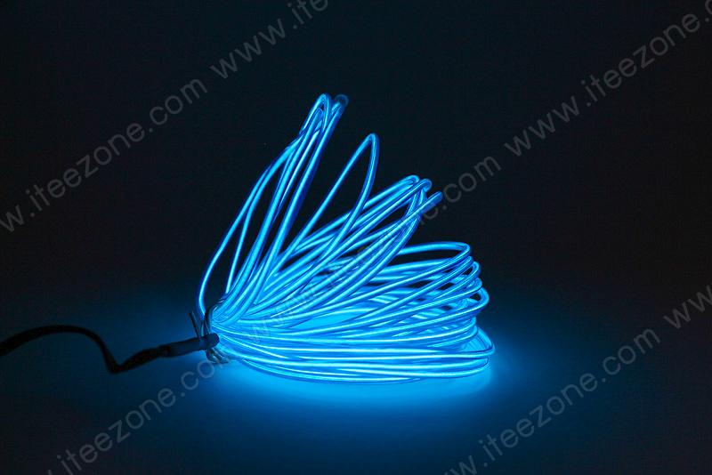 EL Wire 5 เมตร + รางถ่าน AA 2 ก้อน / สีน้ำเงิน