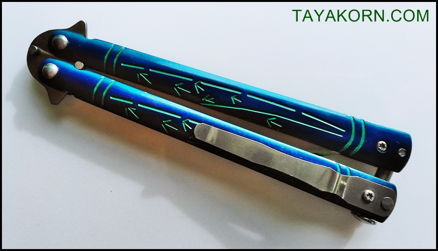 มีดบาลีซอง ใบไผ่น้ำเงิน Blue Bamboo Balisong TKBS-BT2