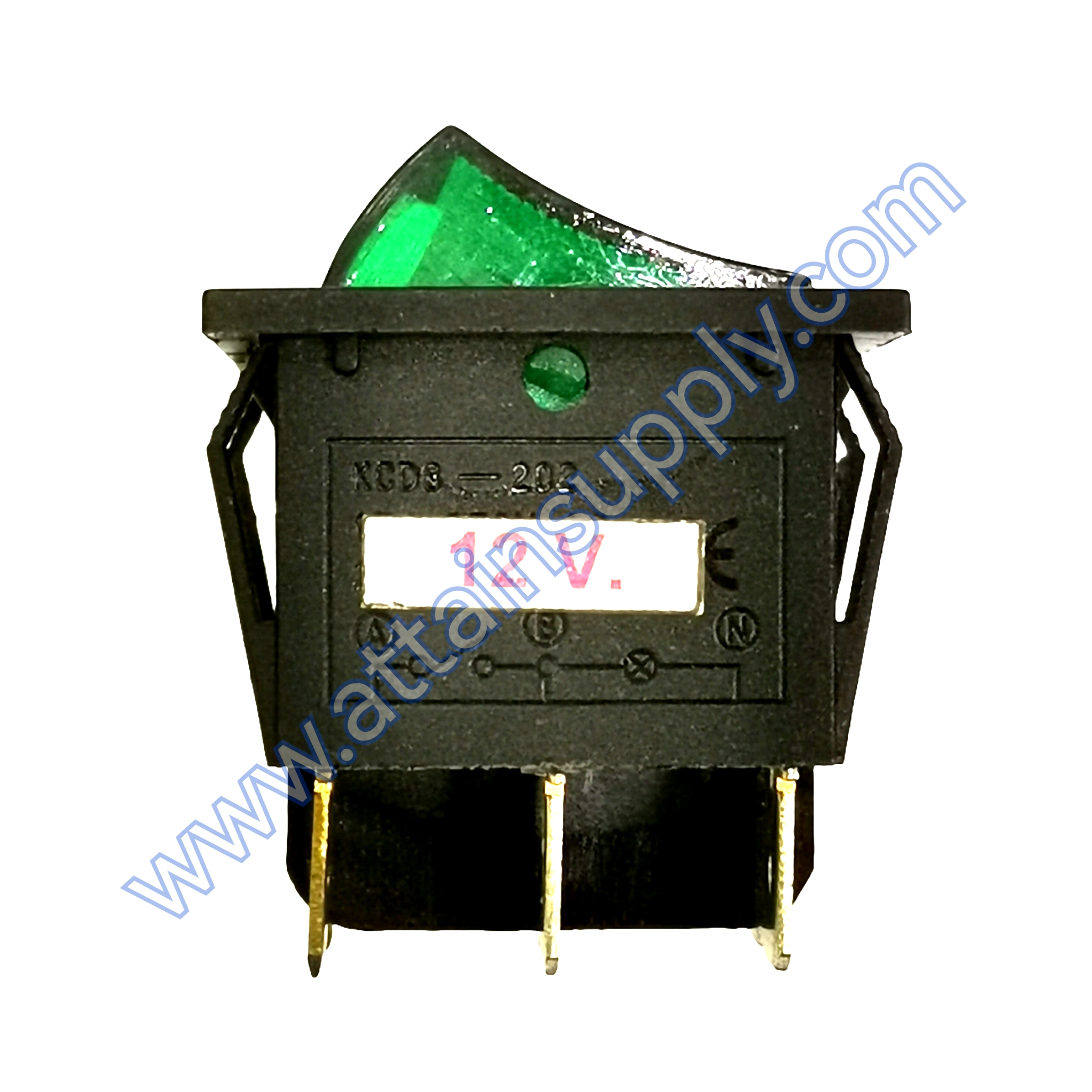 สวิทช์ IOแบบคู่-เหลี่ยมใหญ่ 12V./6ขา มีไฟ-สีเขียว+เขียว