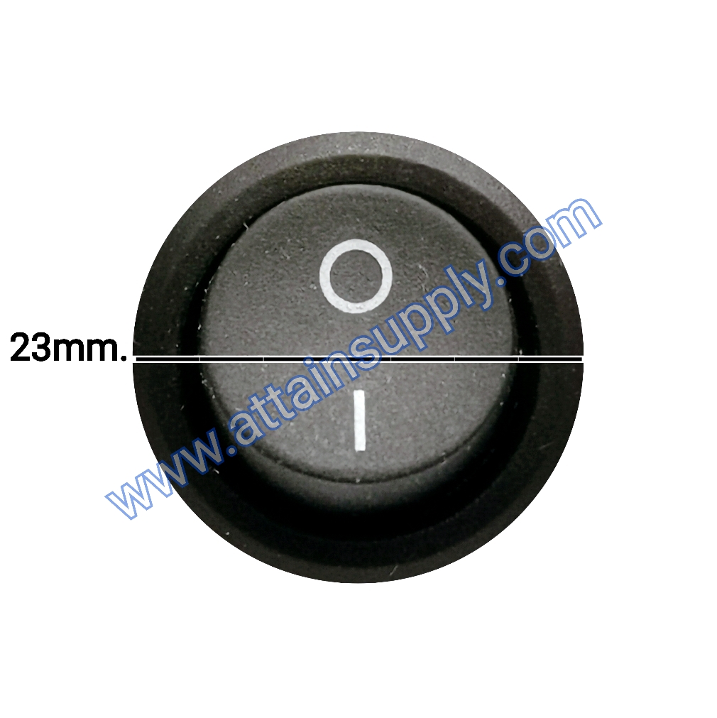 สวิทช์ IOกลม 2ขา ฐานเหลี่ยม/ไม่มีไฟ-สีดำ