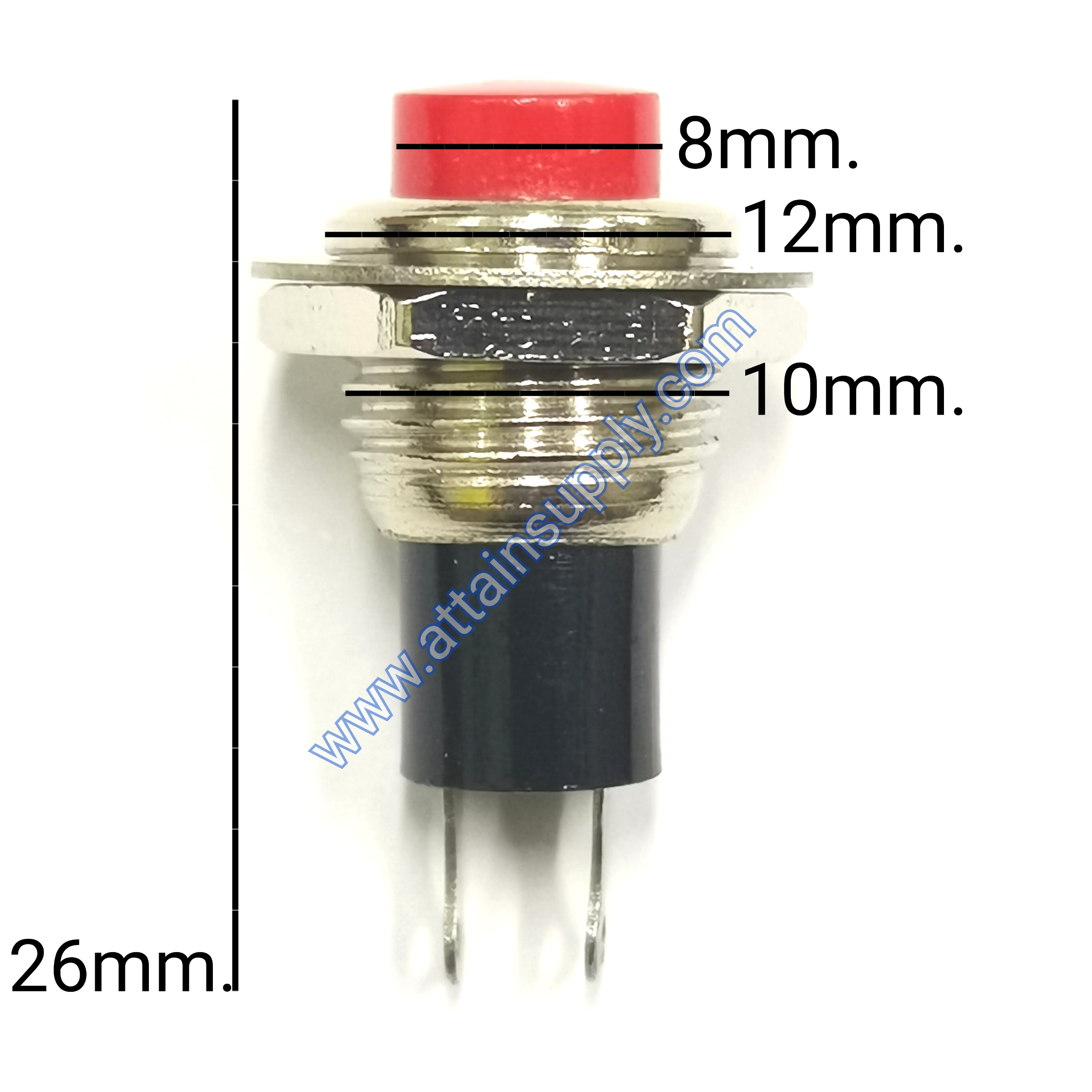 สวิทช์ กดติด-ปล่อยดับ/กลมแหวนกลม-สีแดง