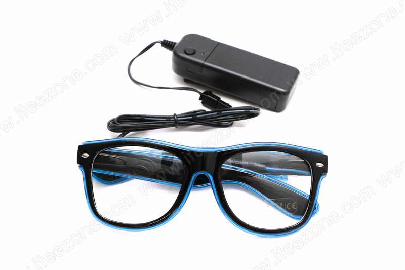 แว่นไฟนีออน + รางถ่าน AA 2 ก้อน / สีน้ำเงิน