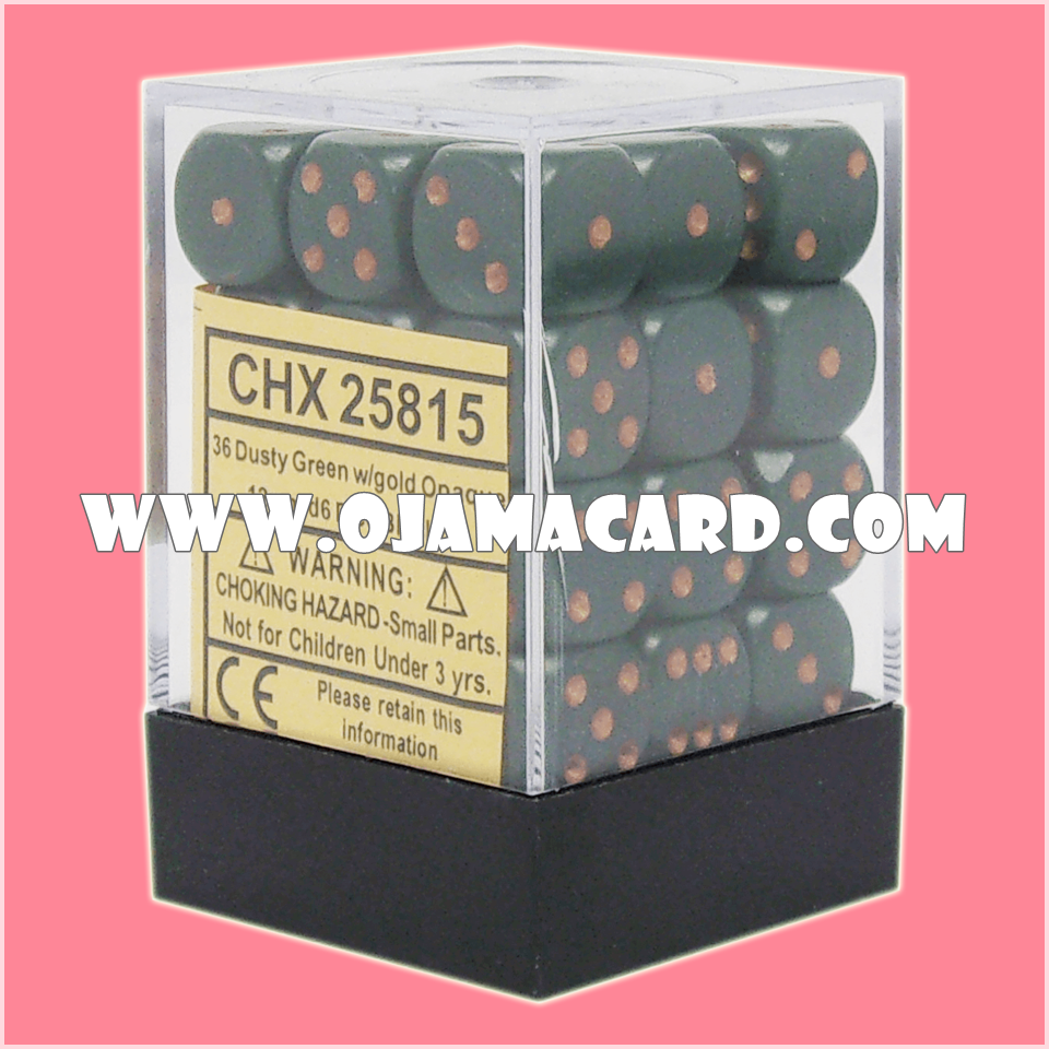 Chessex 12MM D6 Dice Block — Opaque : Dusty Green / Gold「1 Dice」