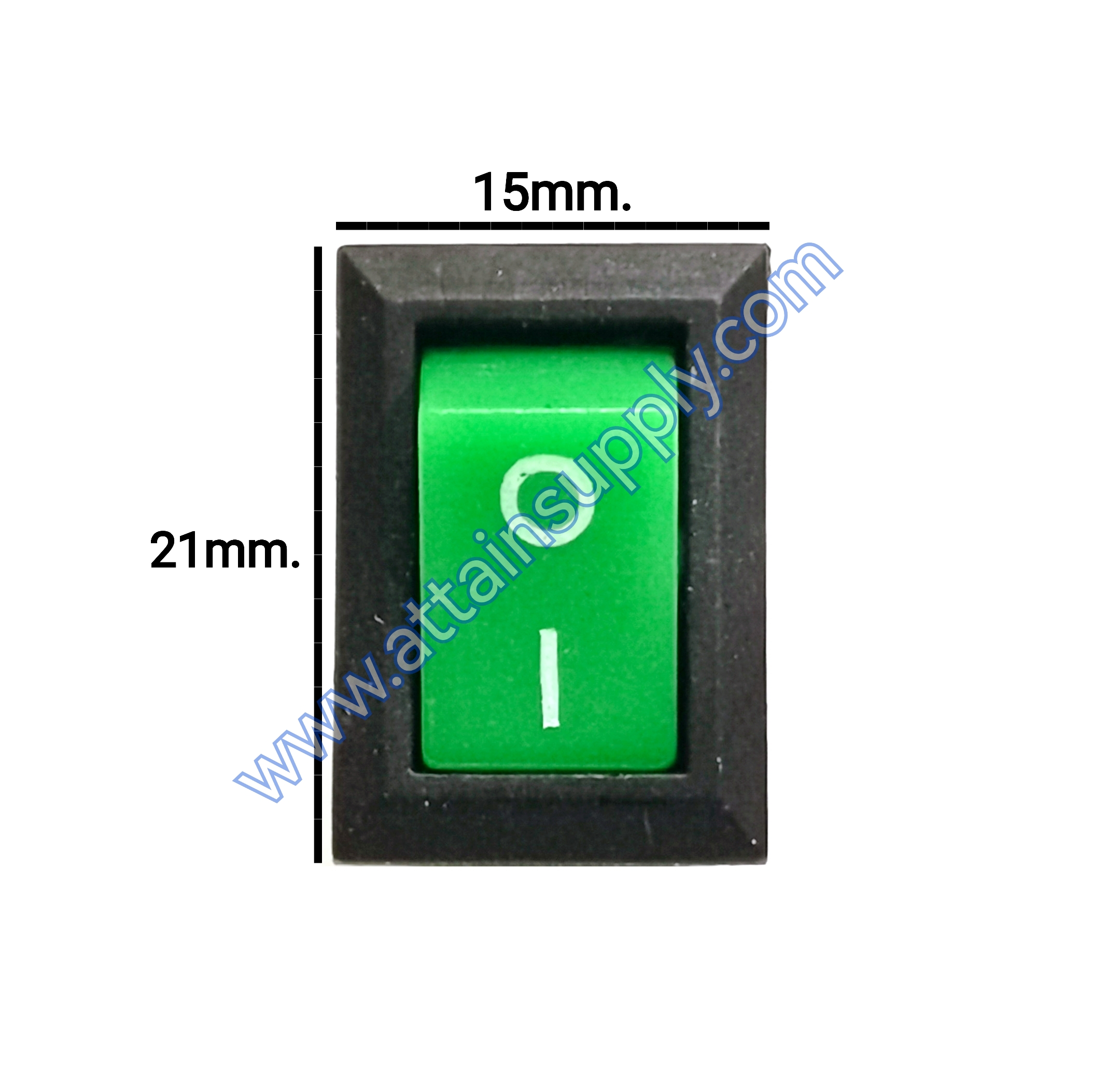 สวิทช์ IOเหลี่ยมเล็ก 2ขา/ไม่มีไฟ-สีเขียว