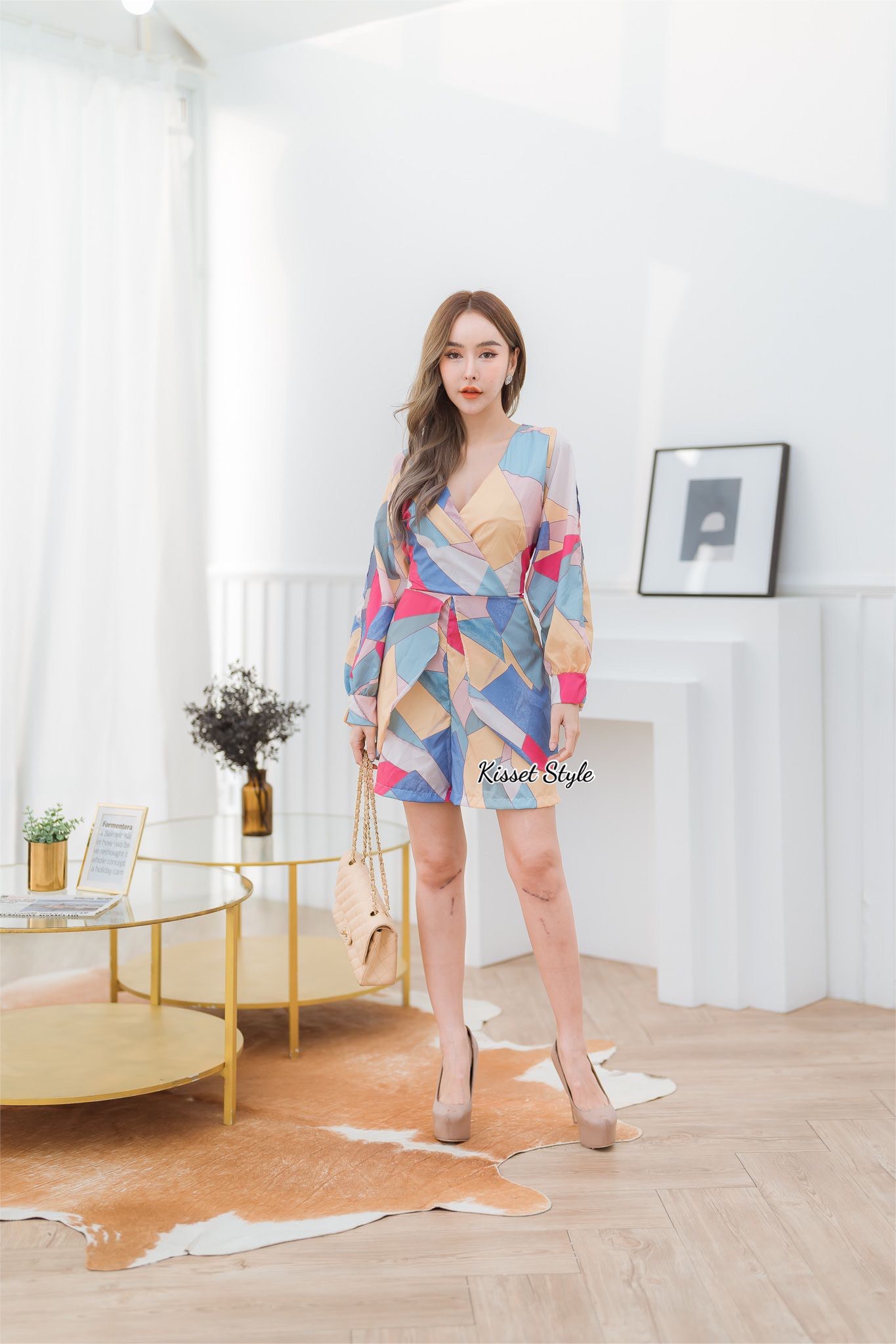 จั๊มสูทขาสั้น หลากสี ลายกราฟฟิก งานป้าย Kisset Style