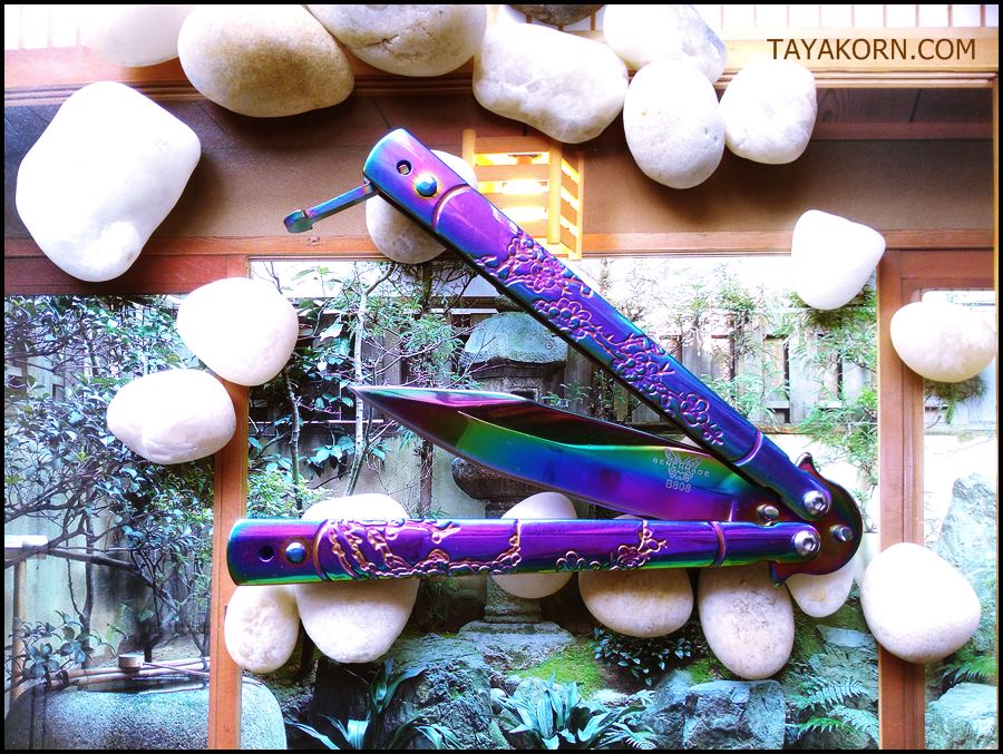 มีดควง เรนโบว์ซากุระบาลิซอง Rainbow Sakura Balisong Knife TKBS-SK55