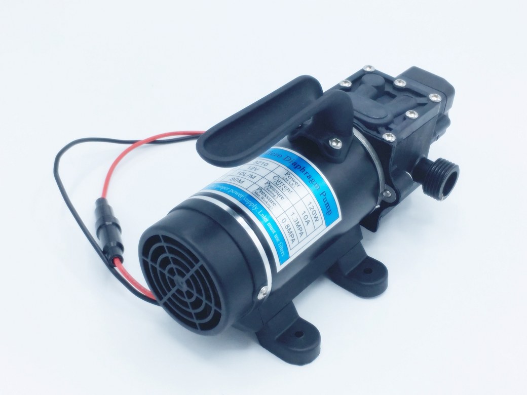 SKU-850 เครื่องพ่นหมอก ปั๊มน้ำ DC24V GREEN-09 แรงดัน 13 บาร์ แบบเกลียวนอก 1/2" มีสวิตช์แรงดันอัตโนมัติ