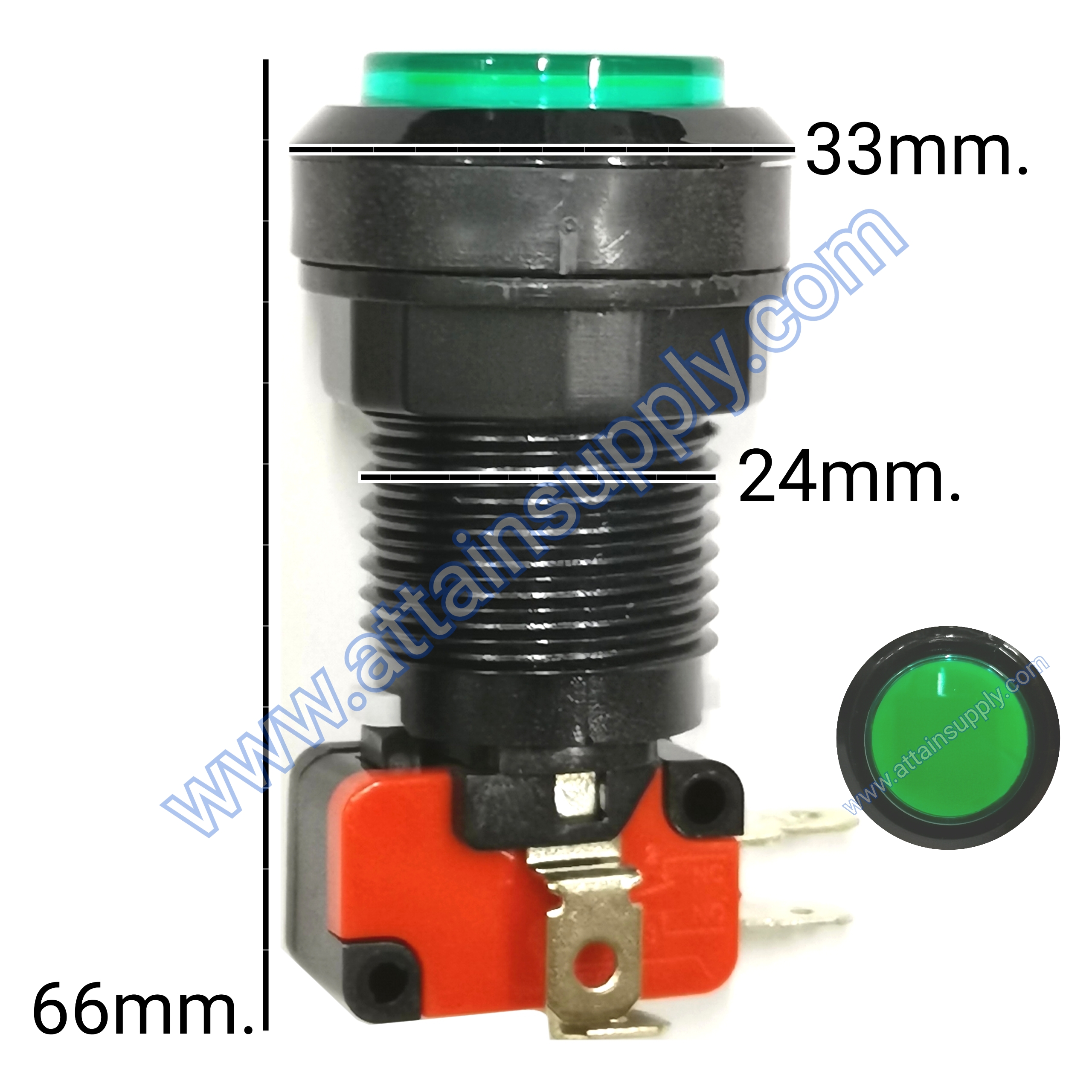 สวิทช์กดติด-ปล่อยดับ MICRO-LAMP12V.-24MM./GREEN