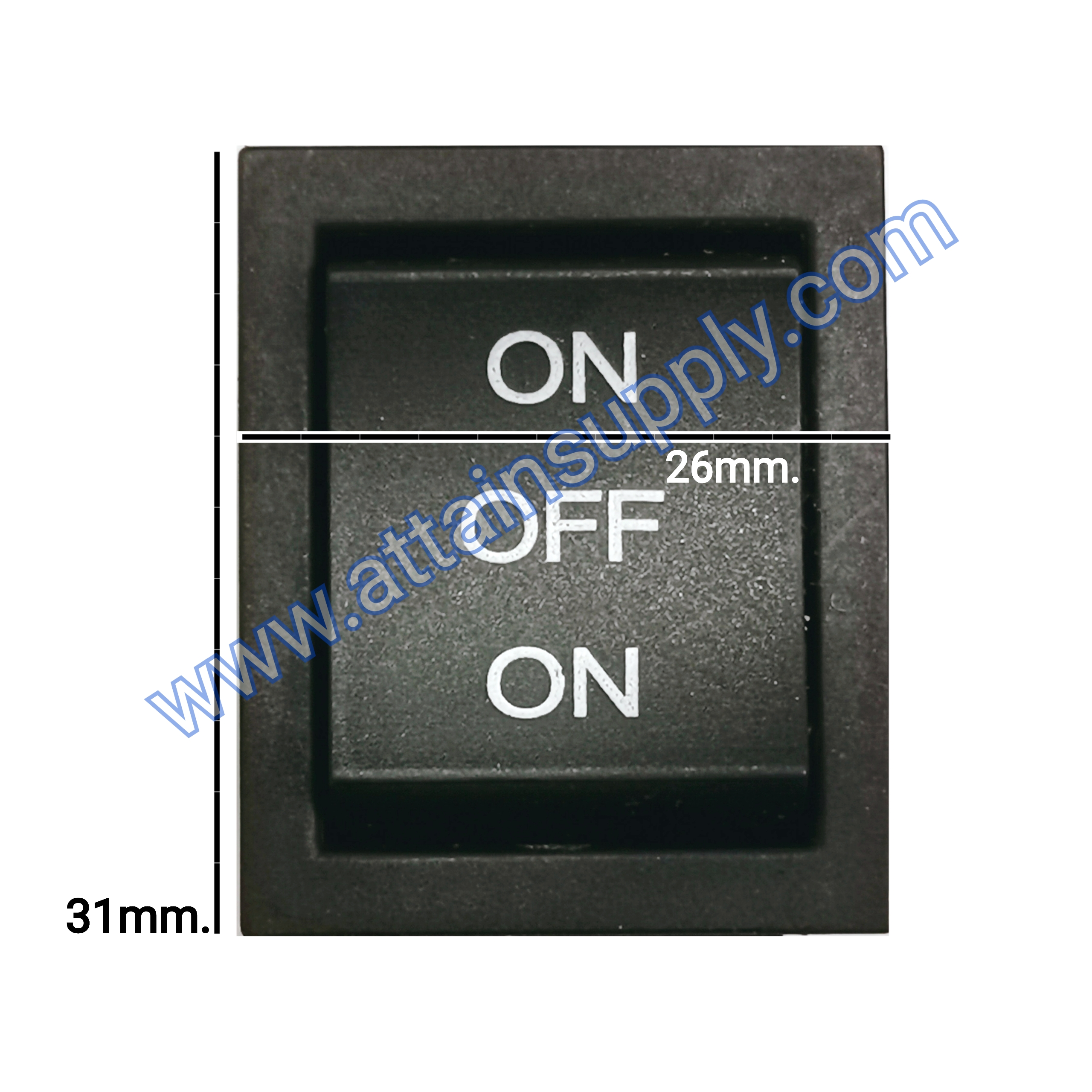 สวิทช์ ON-OFF-ON เหลี่ยมใหญ่ 6ขา/ไม่มีไฟ-สีดำ