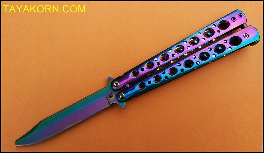 มีดซ้อมควง บาลิซองเรนโบว์ไฟร์ Balisong Rainbow5 Trainer Knife TKBS-BT3TR