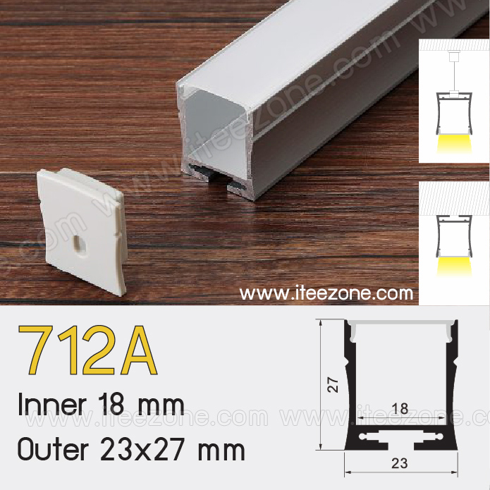 712 รางแขวน รางติดลอย (ไม่มีสต๊อก สั่งล่วงหน้า 10-15 วัน) ราคาต่อ 1 เส้น ยาว 1 เมตร รางอลูมิเนียม (Aluminium Profile) รางไฟ Aluminium Profile รางอลูมิเนียม ใช้กับไฟเส้น LED รางไฟเส้น rail led track โพรไฟล์