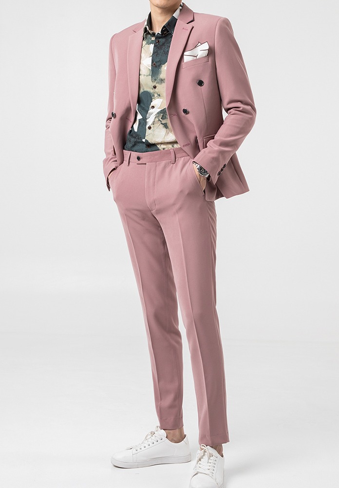 สูทพรีเมี่ยม รุ่น6กระดุม สีชมพูกะปิ พร้อมส่ง L