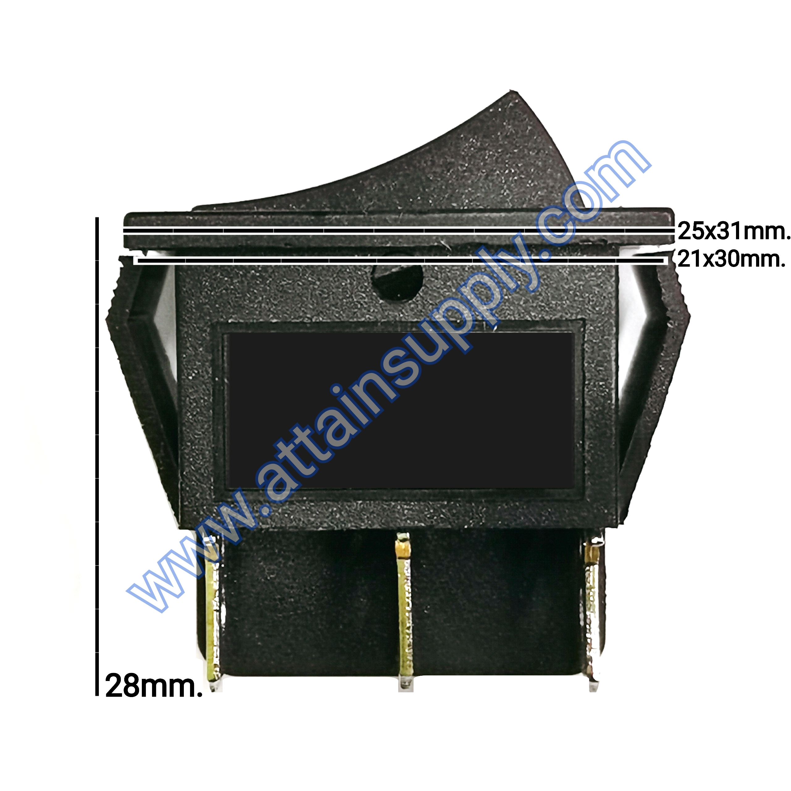 สวิทช์ IO เหลี่ยมใหญ่ 6ขา/ไม่มีไฟ-สีดำ