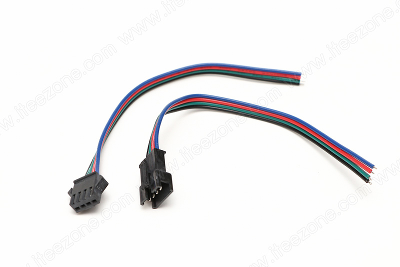 Connector RGB 4 pin แบบมีหัวคลิกล็อค (คู่ตัวผู้-ตัวเมีย) 15 cm