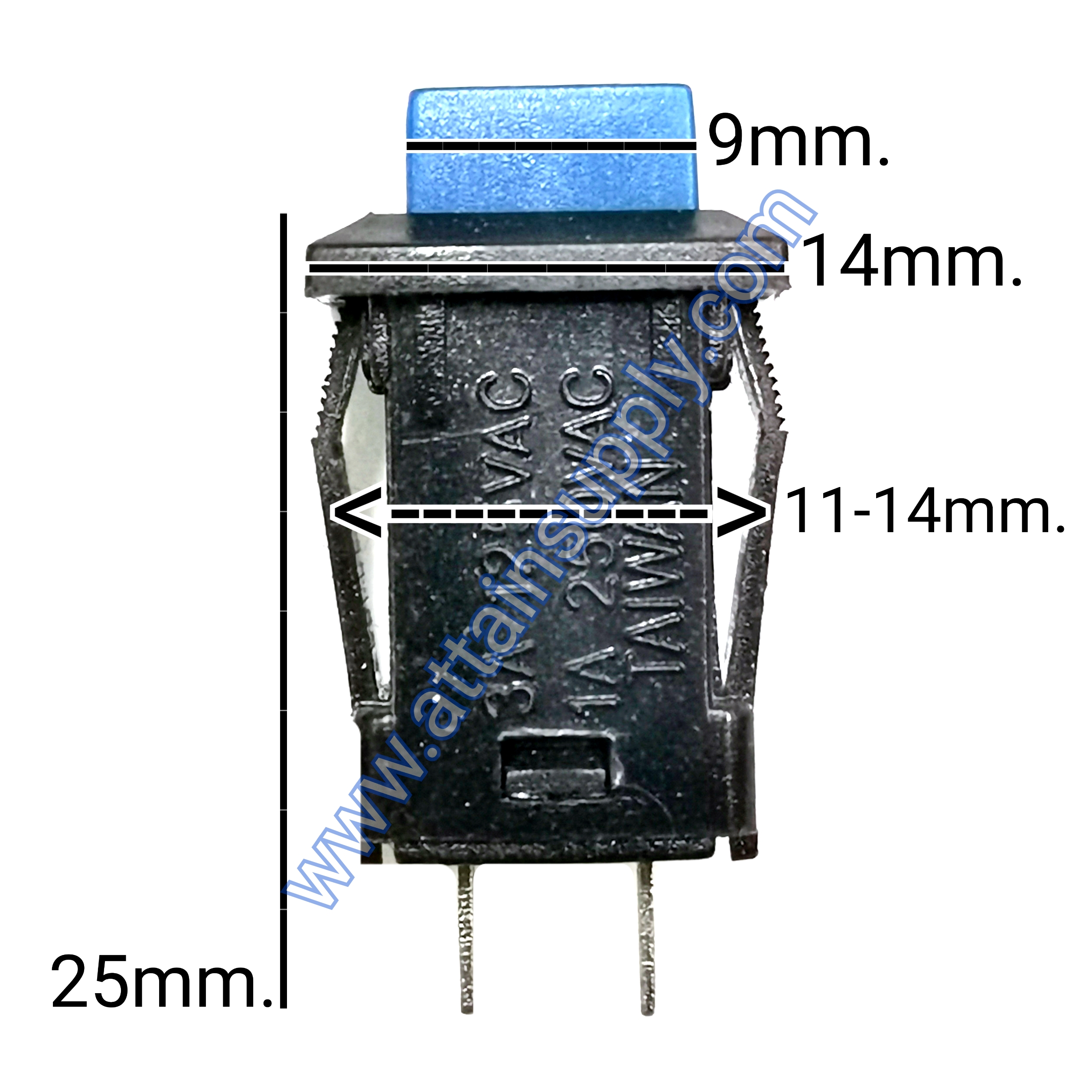 สวิทช์ กดติด-กดดับ/เหลี่ยมริมล็อค-สีน้ำเงิน (TAIWAN)
