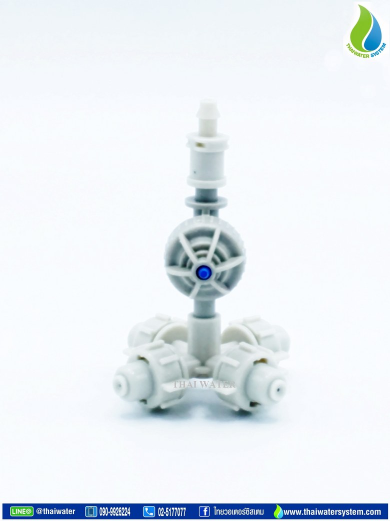 หัวพ่นหมอกรดน้ำต้นไม้ โรงเพาะเห็ด 4 ทิศทาง 0.6 มม. เสียบกับท่อ PE แบบไม่มีสาย SKU-813