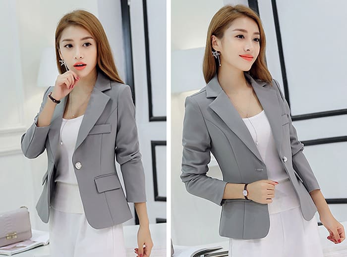 เสื้อสูทผู้หญิง เสื้อสูทใส่ทำงาน สีเทา พร้อมส่ง M,L