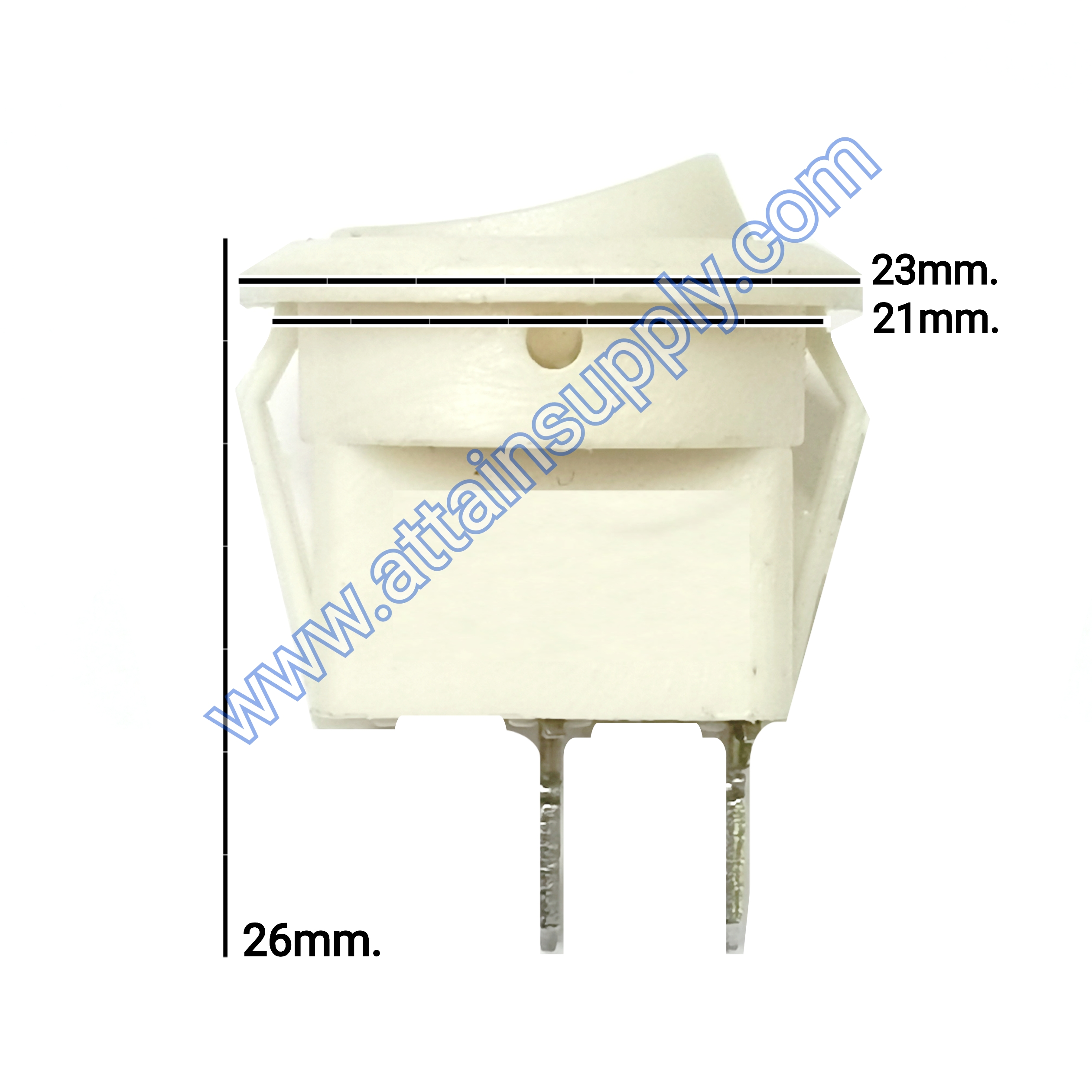 สวิทช์ IOกลม 2ขา ฐานเหลี่ยม/ไม่มีไฟ-สีขาวครีม