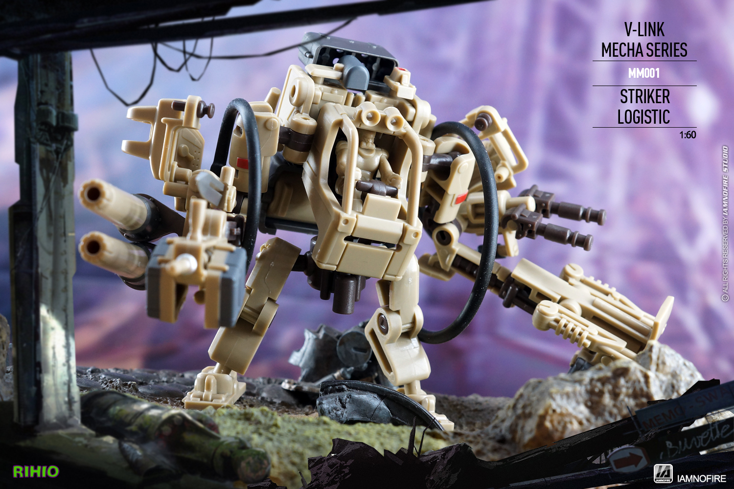 MM001 (แพค 3 ตัว) V-LINK MECHA STRIKER+LOGISTIC SET (Blue+Brown+Green) [RIHIO]