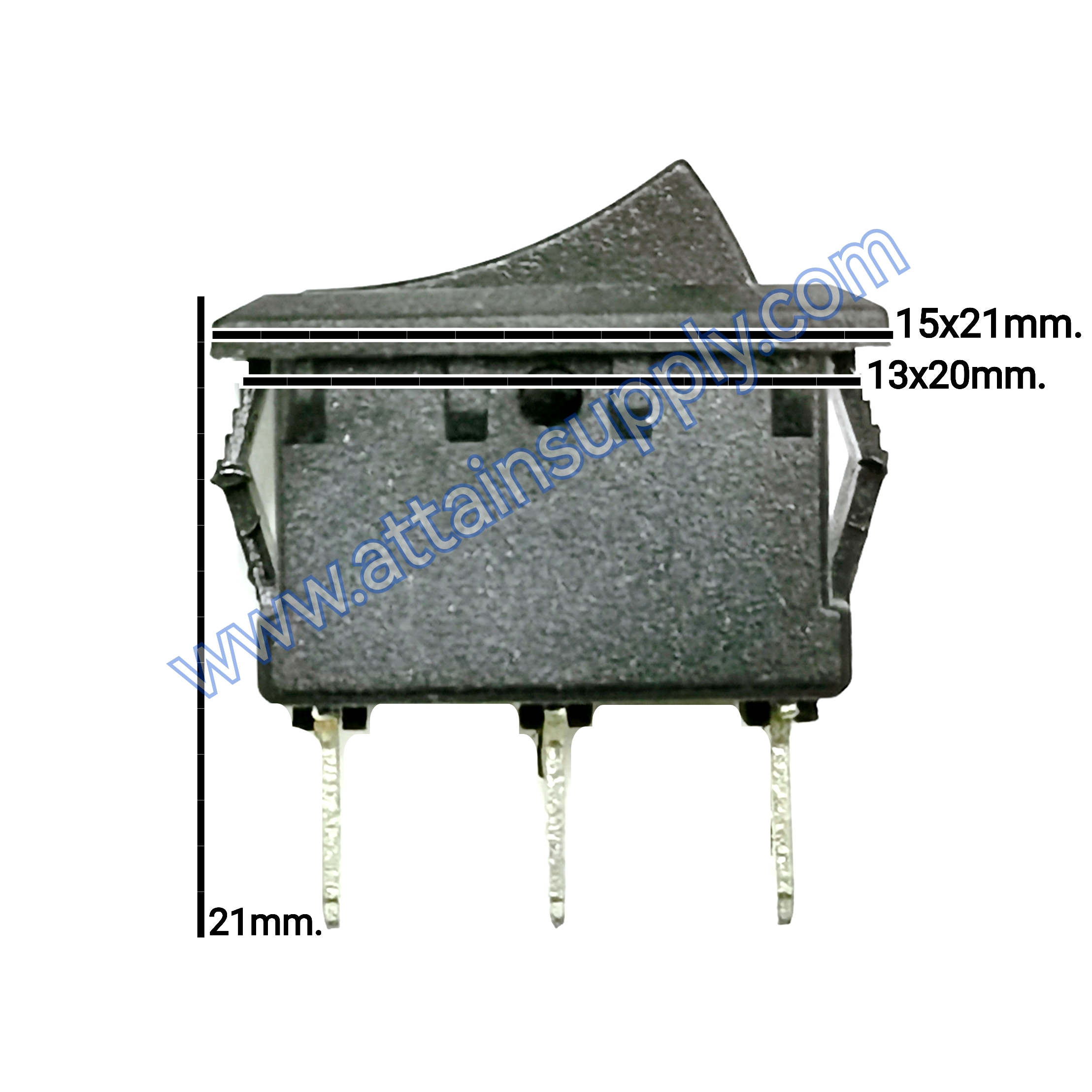 สวิทช์ IOเหลี่ยมเล็ก 3ขา/ไม่มีไฟ-สีดำ