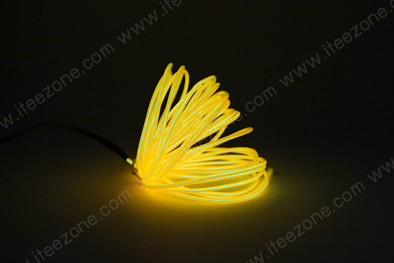 EL Wire 5 เมตร + รางถ่าน AA 2 ก้อน / สีเหลือง