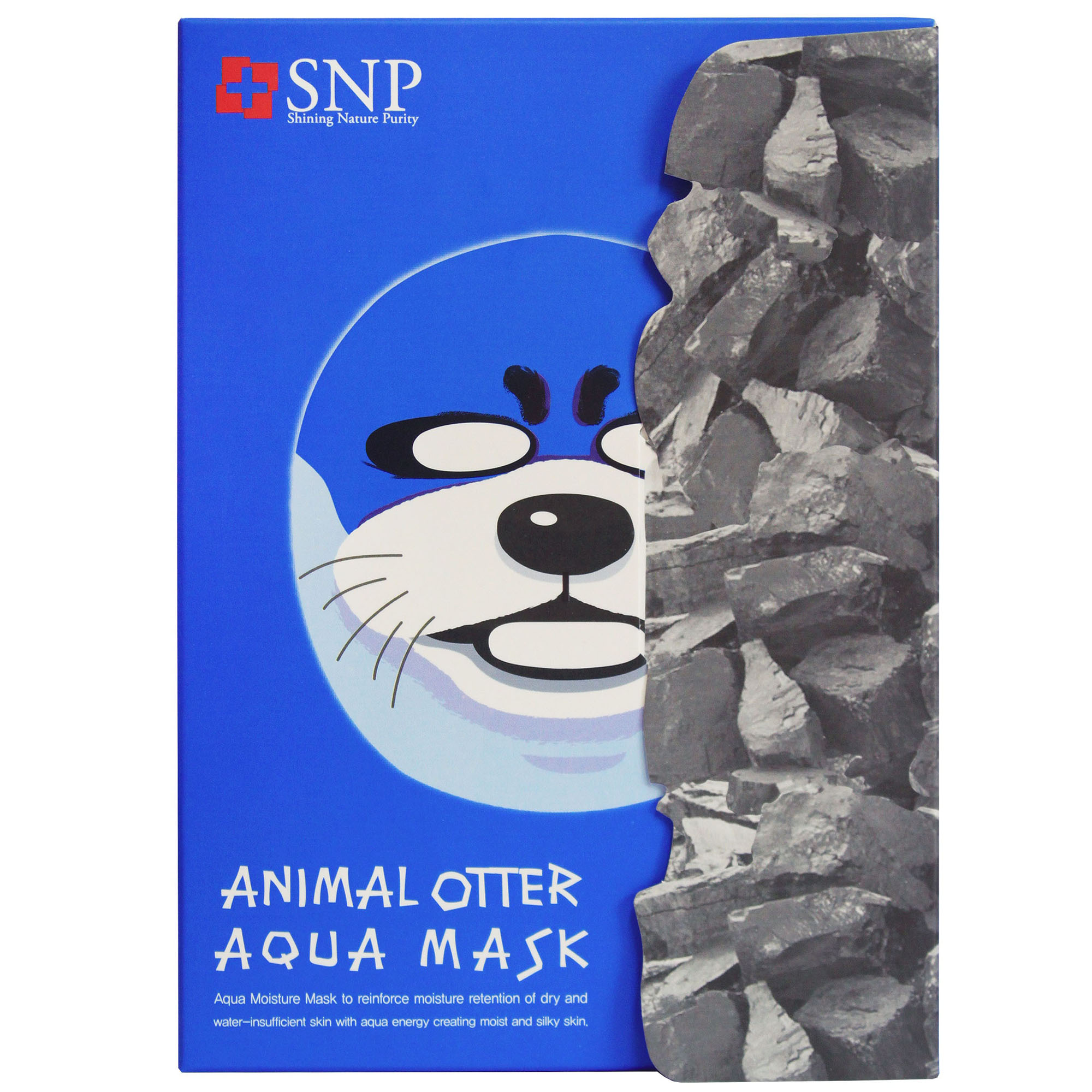 แพ็ค 3 แผ่น แผ่นมาร์คหน้าลายสัตว์ SNP Otter aqua mask นำเข้าจากเกาหลี