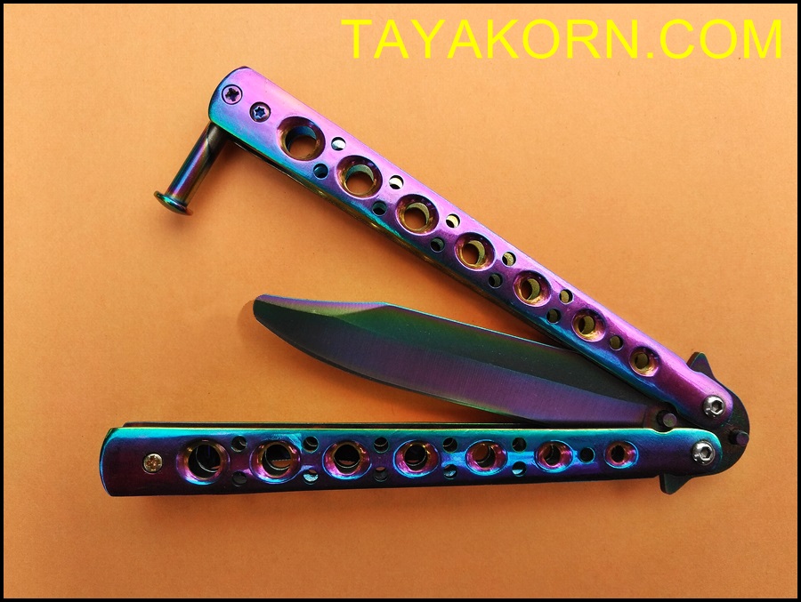 มีดซ้อมควง บาลิซองเรนโบว์ไฟร์ Balisong Rainbow5 Trainer Knife TKBS-BT3TR