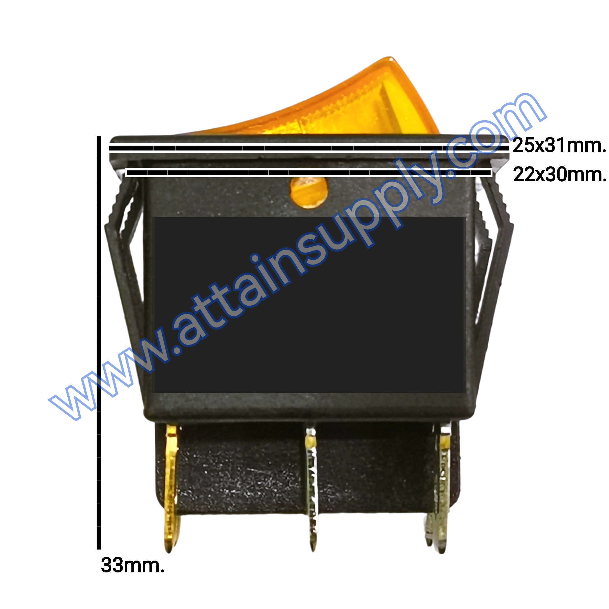 สวิทช์ IOแบบคู่-เหลี่ยมใหญ่ 24V./6ขา มีไฟ-สีเหลือง+เหลือง