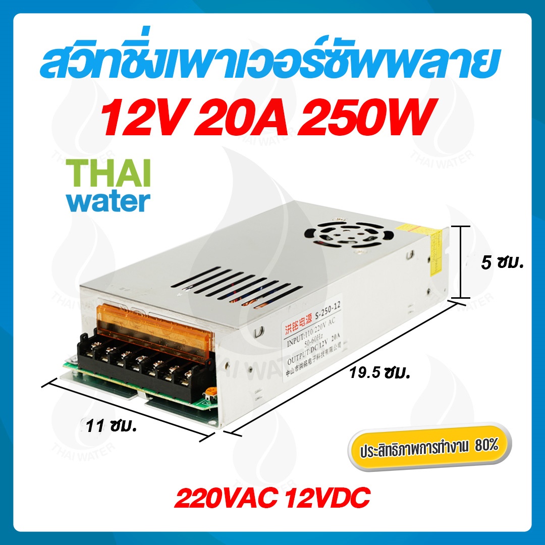 09-S-250-12 สวิตช์ชิ่ง12V หม้อแปลงไฟฟ้า 220VAC 12VDC 20A